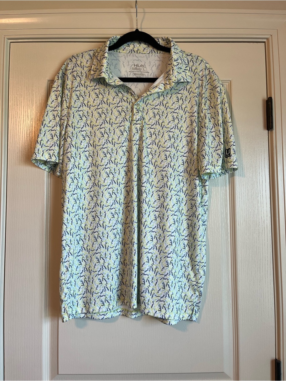 Huk Green Polo with Lure Print - Size Large